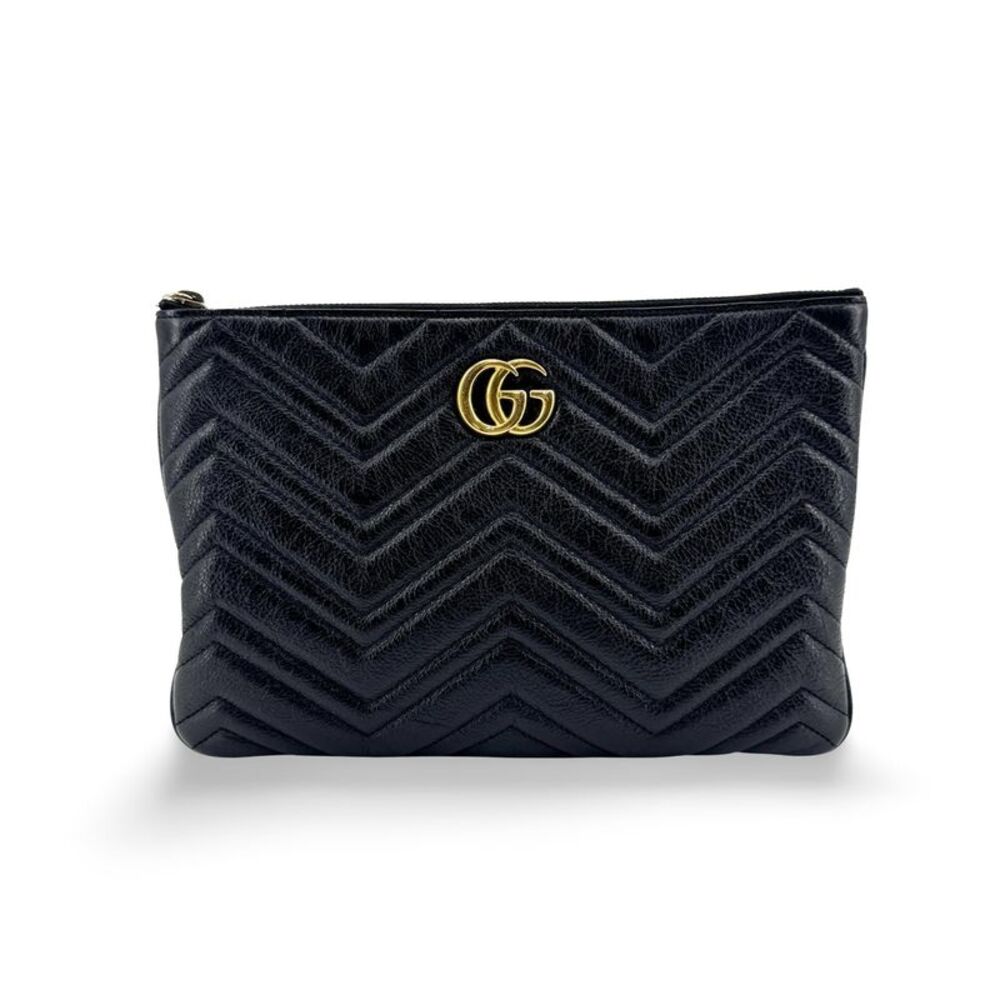 Gucci GG Marmont Matelassé Leather Pouch Black